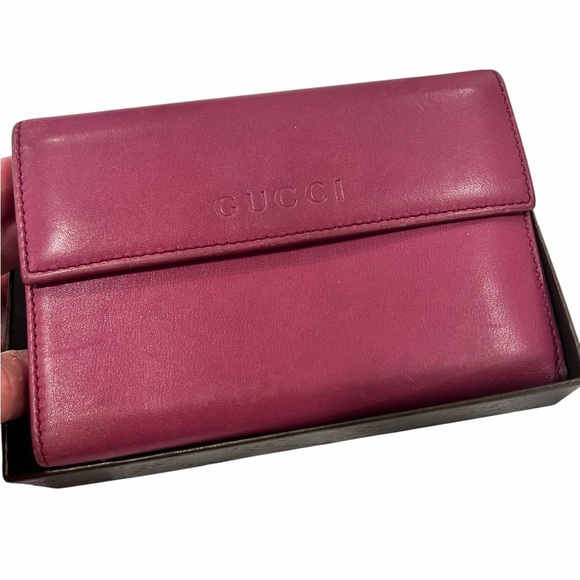 Gucci Handbags - Gucci Leather Wallet | Magenta Pink Bifold Clutch Wallet